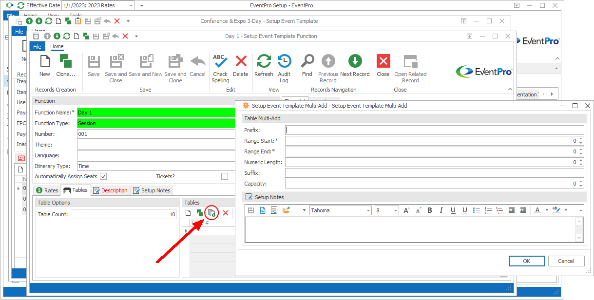 Screenshot of Setup Event Template Multi-Add edit form. 