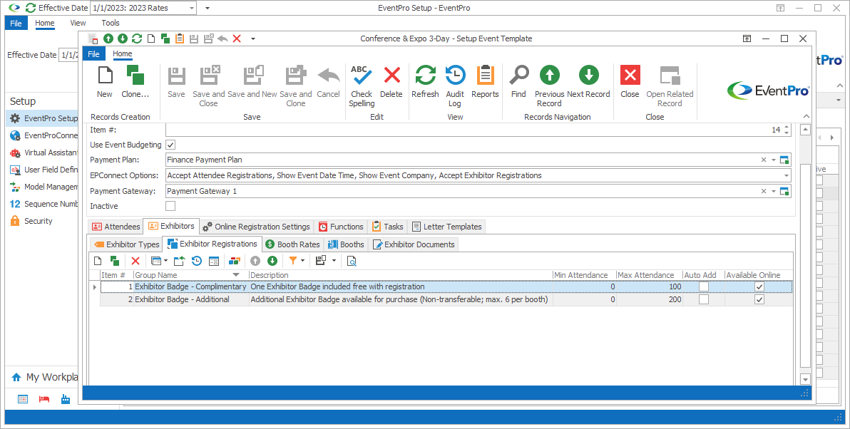 Figure 466: Event Template Exhibitor Registrations 