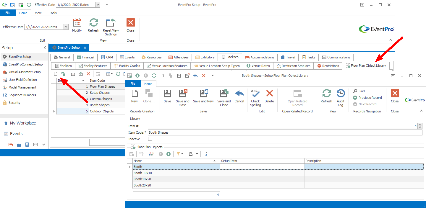 Screenshot of Setup Floor Plan Object Library edit form. 