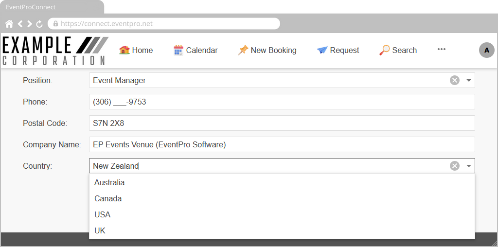Screenshot of online form in EPConnect, displaying ad hoc value typed into field with drop-down list. 