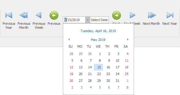 Example of Vista Calendar Date Selection Display Mode. 