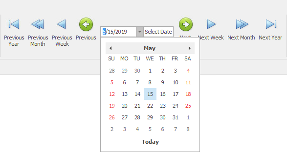 Example of Classic New Calendar Date Selection Display Mode. 
