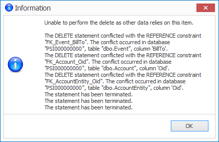 Image of Delete error for Company record