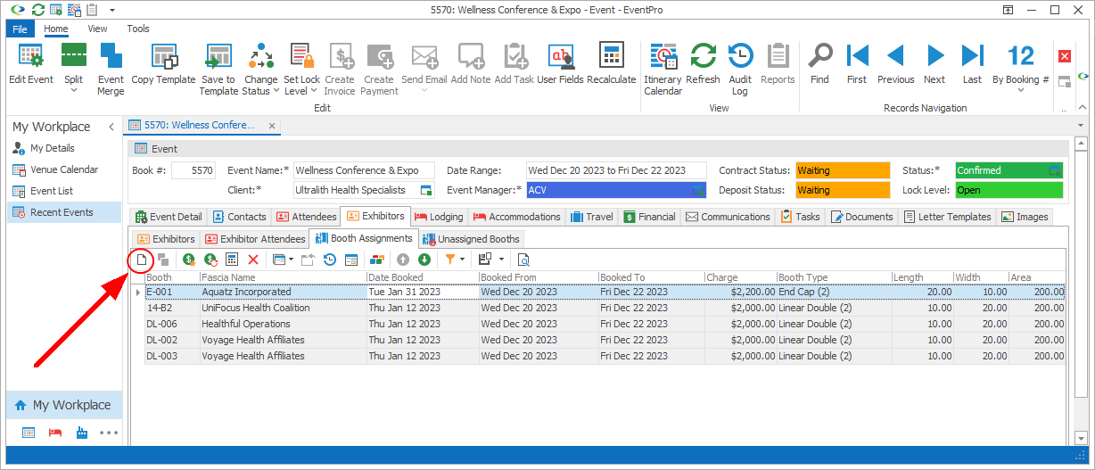 Figure 377: Adding Booth from Booth Assignments 