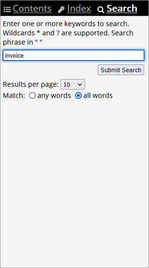 Search Pane