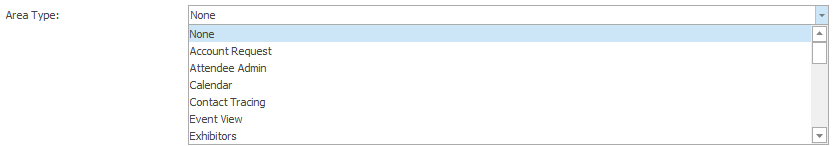 Screenshot of Area Type drop-down list. 