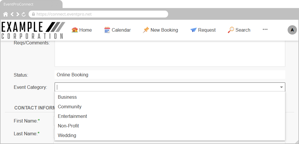Screenshot of online form in EPConnect, displaying item list sorted by Item Code. 