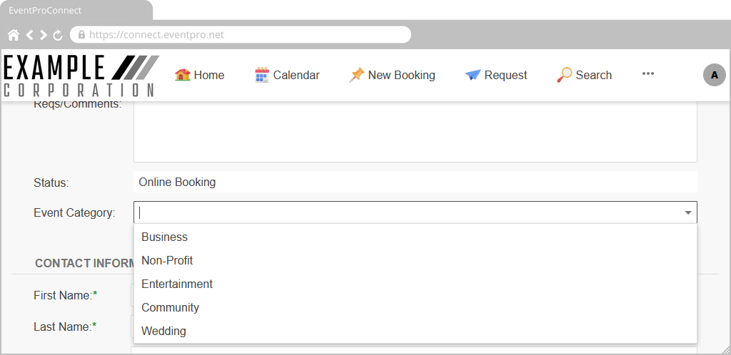 Screenshot of online form in EPConnect, displaying item list sorted by Item Number. 