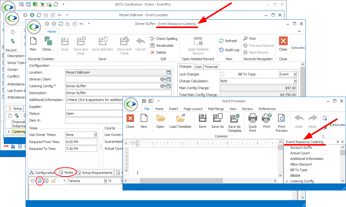 Figure 333: Identifying Merge Table for Catering