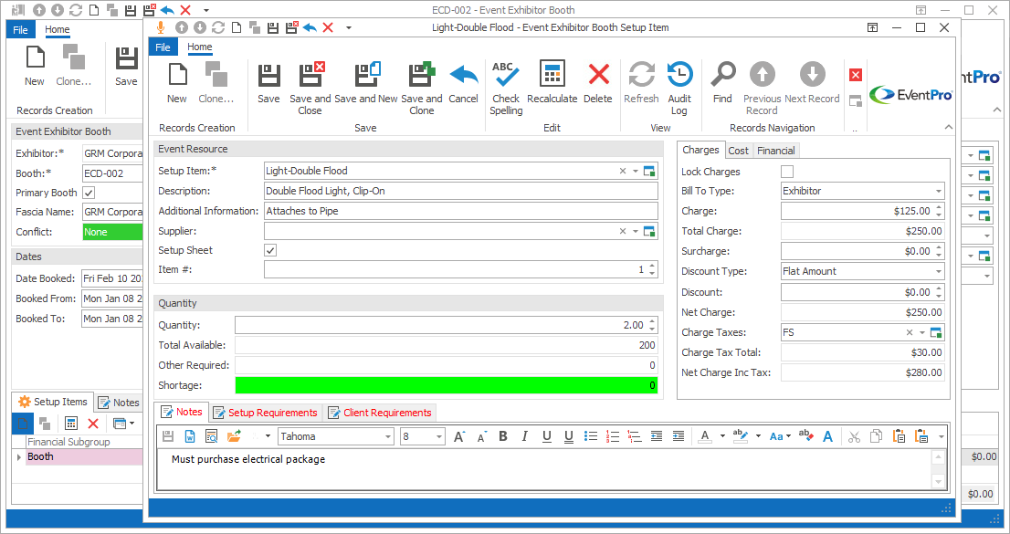 Figure 385: Adjusting Booth Item Details 