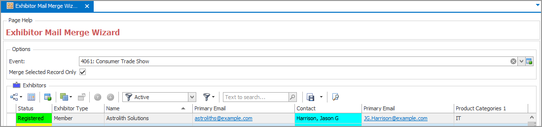 Figure 268: Exhibitor Mail Merge Wizard 