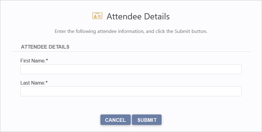 Sample Exhibitor Attendee Details page viewed in browser. 