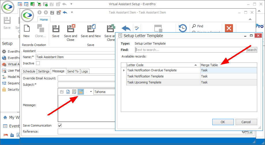 Figure 336: Selecting Letter Template for Task Assistant