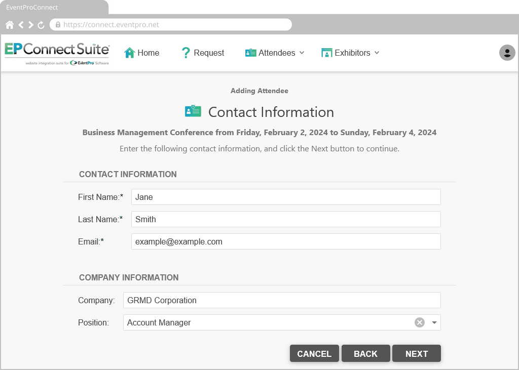Figure 710: Add Contact Information 