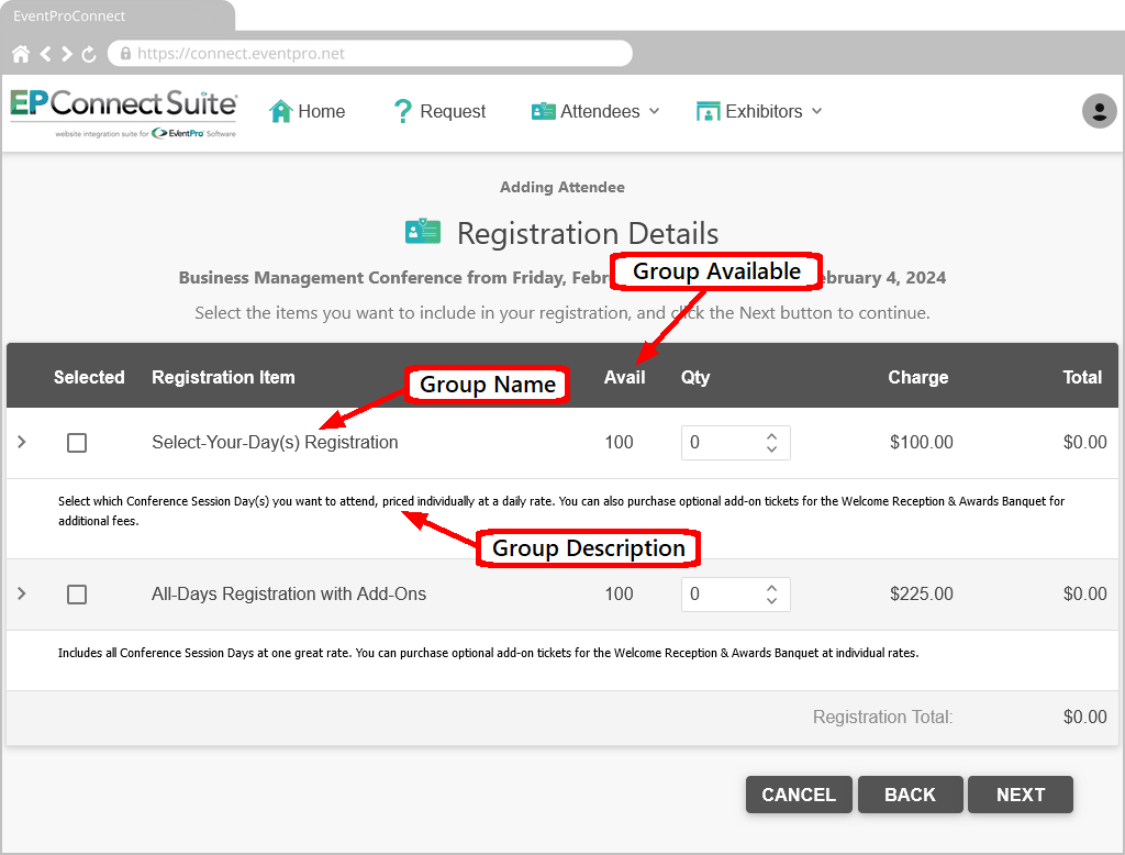 Figure 712: Select Registration Groups 