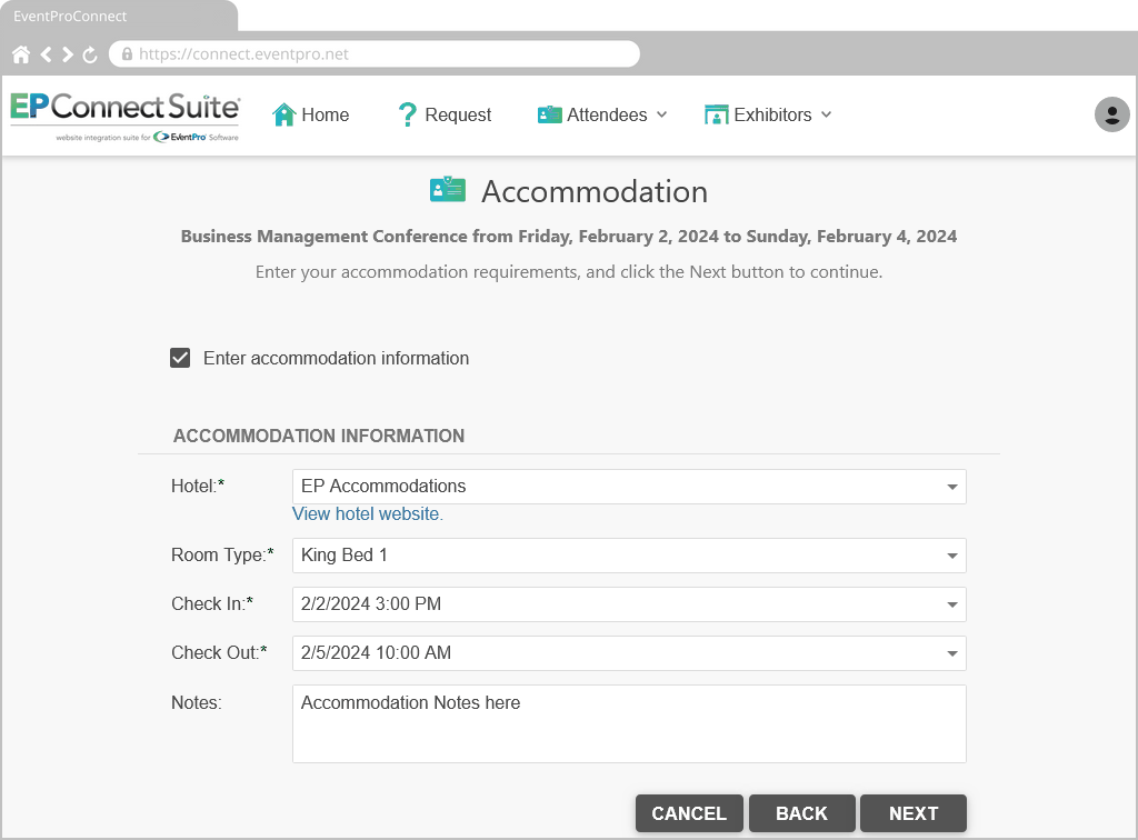 Figure 718: Enter Accommodation Information 