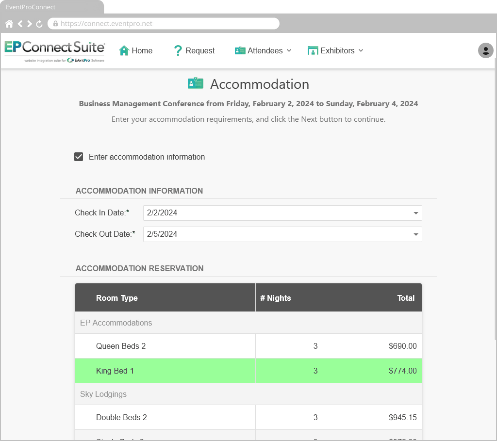 Figure 717: Select Accommodations 