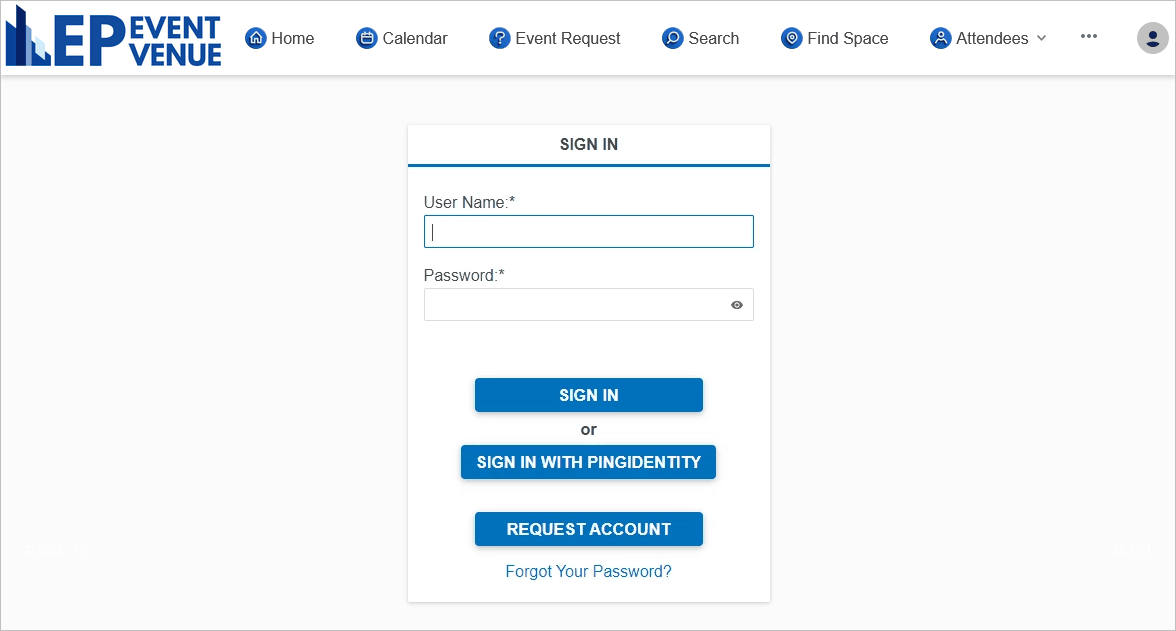 Screenshot of Ping Identity option in EPConnect sign in screen. 