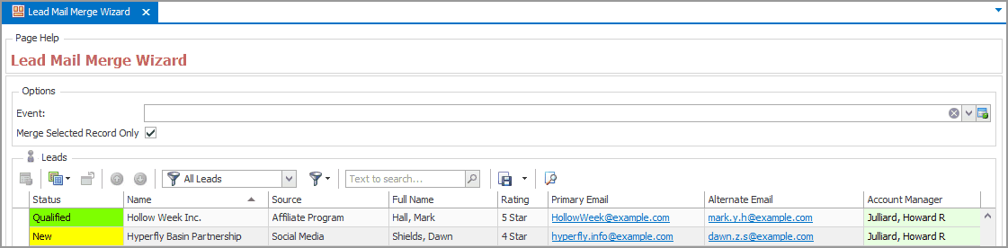 Figure 263: Lead Mail Merge Wizard