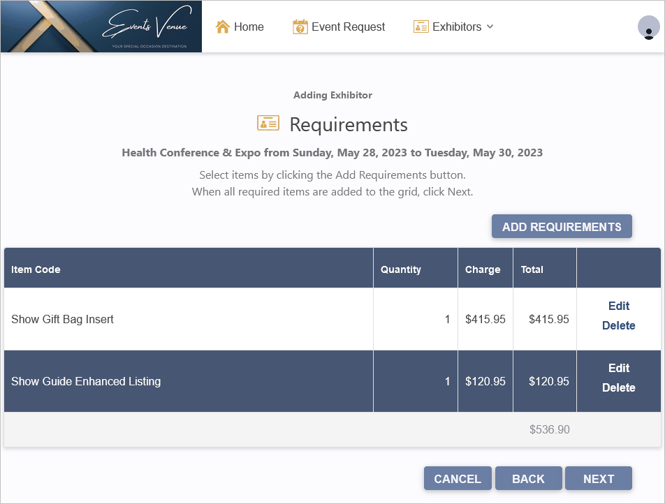 Figure 818: View Requirement(s) Added to Registration 
