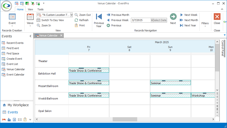 Screenshot of Venue Calendar displaying the newly created Quick Entry Event Quote. 