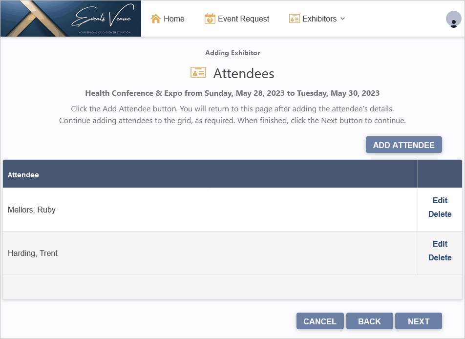 Figure 824: Attendees Added to Registration 