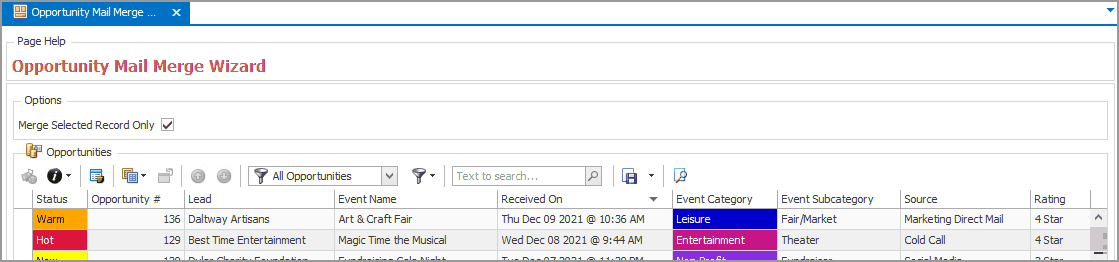 Figure 264: Opportunity Mail Merge Wizard 