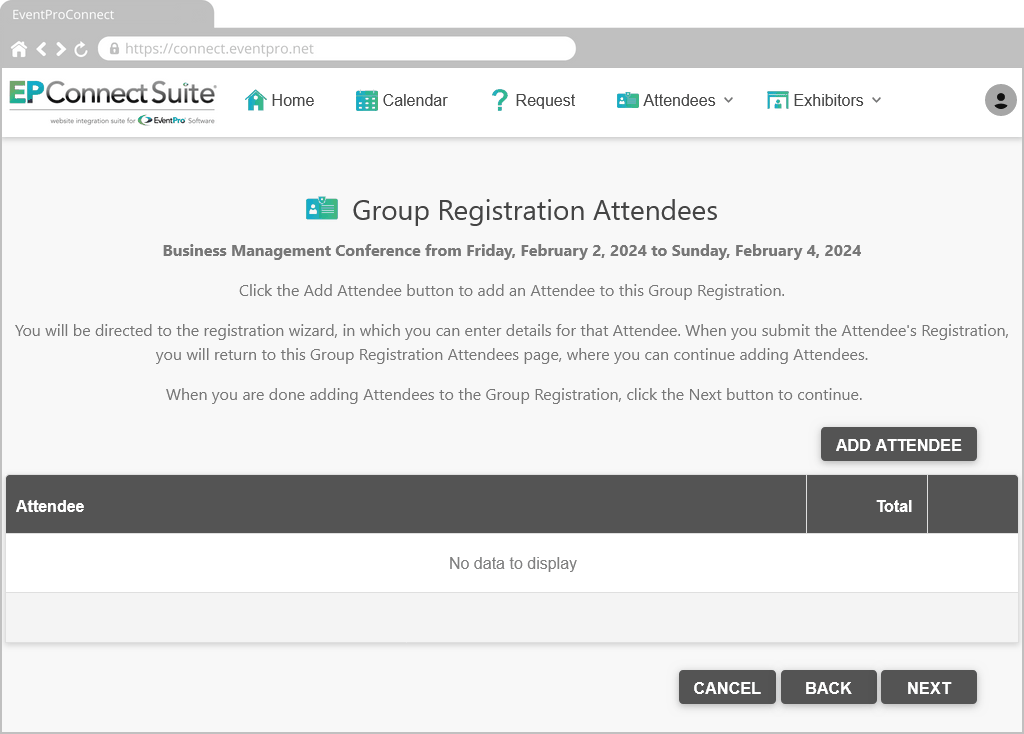 Figure 735: Add Attendees to Group Registration 