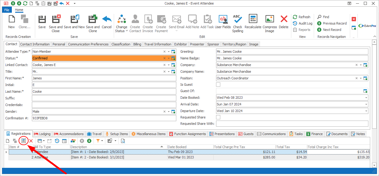 Figure 360: Recalculating Attendee Registration 