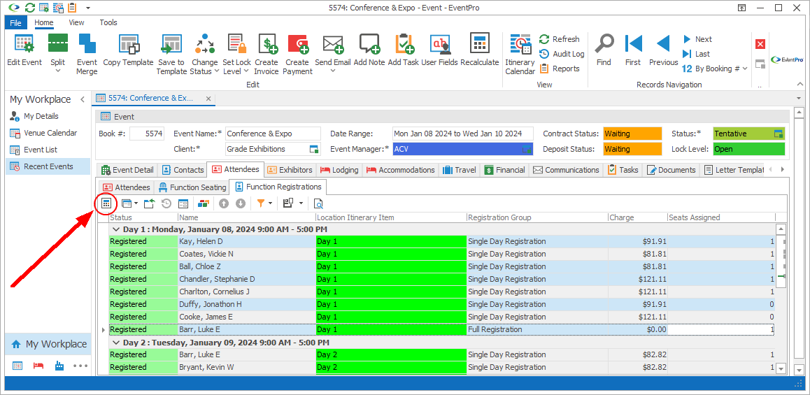 Figure 362: Recalculating Multiple Registration Functions 