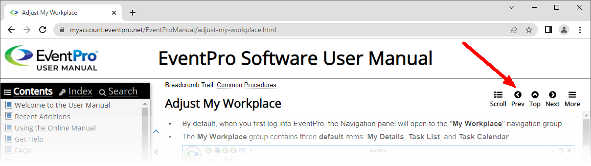 Links and Menus in the Topic Header
