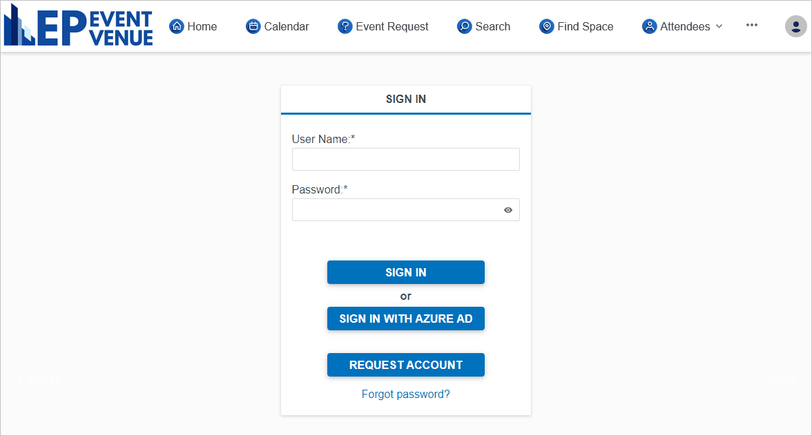 Screenshot of Azure AD option in EPConnect sign in screen. 