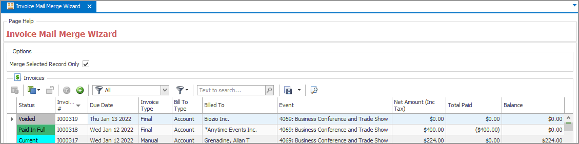 Figure 269: Invoice Mail Merge Wizard 
