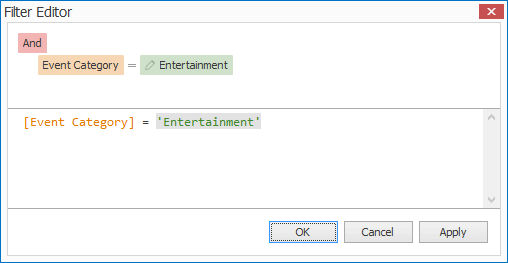Figure 66: Sample Condition in Filter Editor 