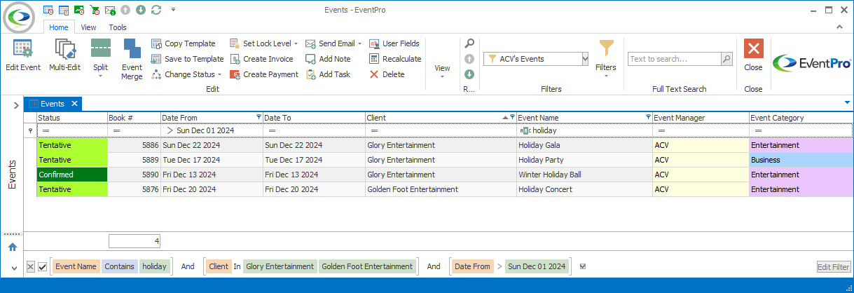 Figure 25: Example of Filtered List View 